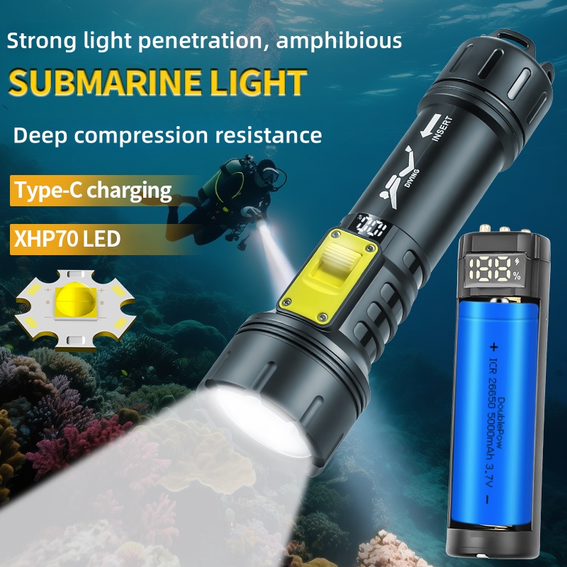 Fishing Light - جديد XHP70 الغوص مصباح يدوي IPX8