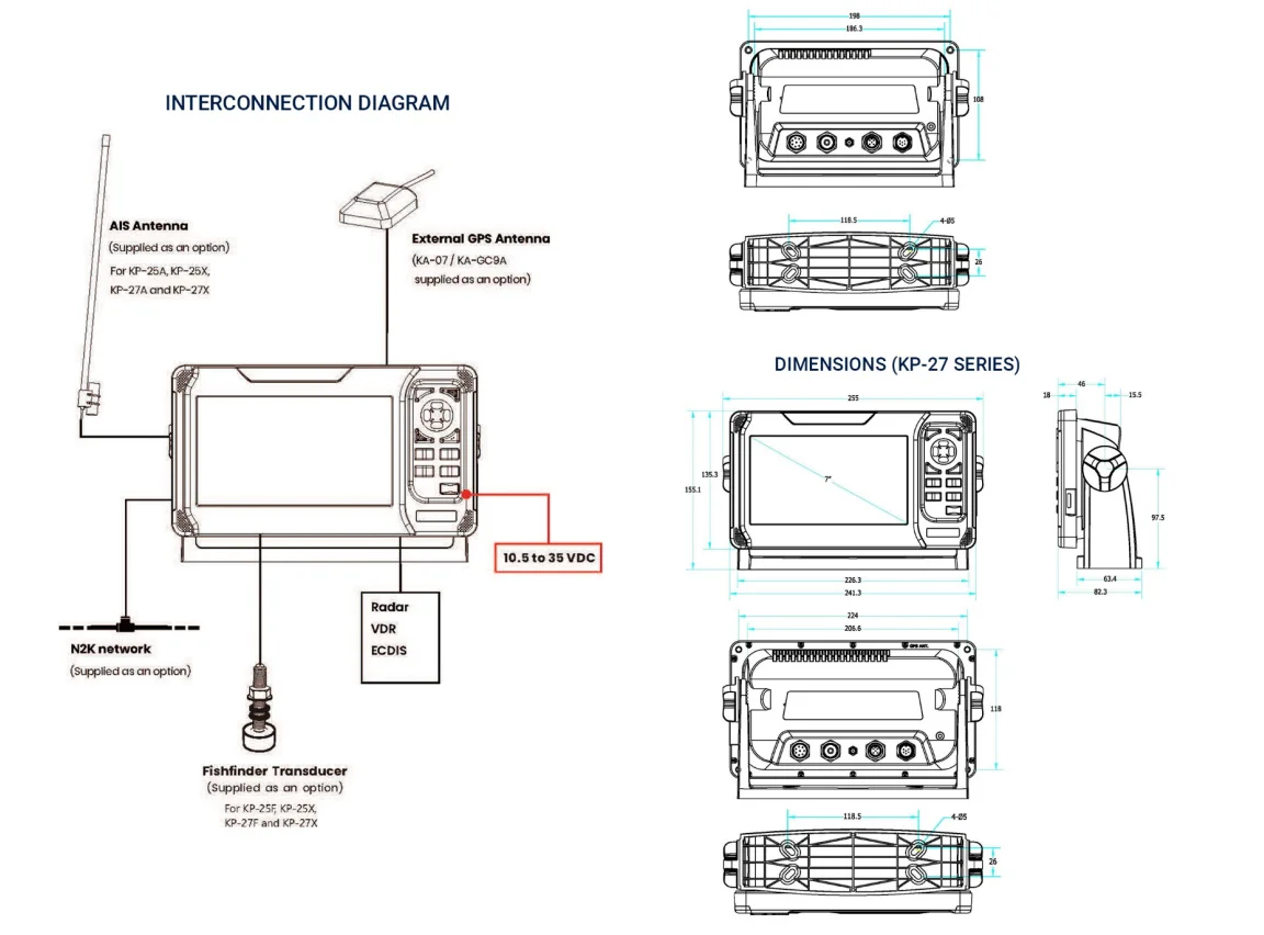 7 بوصة Onwa KP-27X. فئة B+ AIS - مراجعة Fish Finder Transducer وسعره