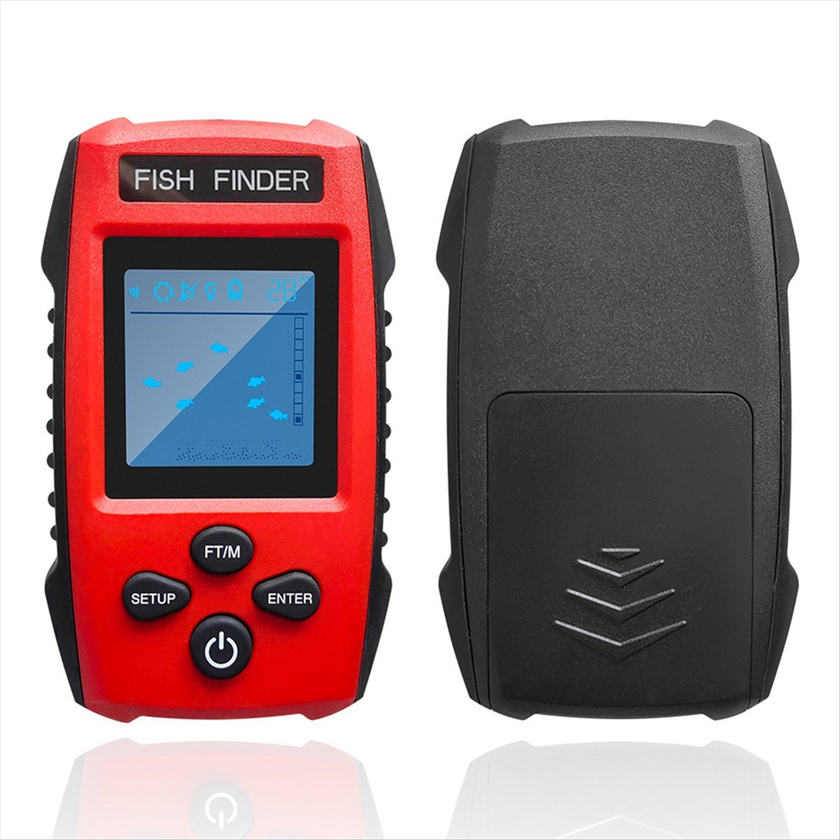 لون LCD صياد السمك السلكية محو - مراجعة Fish Finder Transducer وسعره